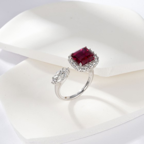 925 Silver Lab-Grown Ruby Ring(ZHFR5008R)13.5#15.5#17.5#19.5#