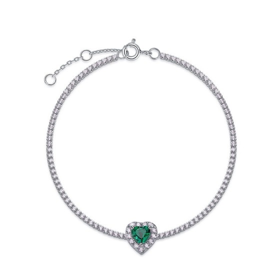 925 Silver Lab-Grown Emerald Bracelet(ZHF-L1726)