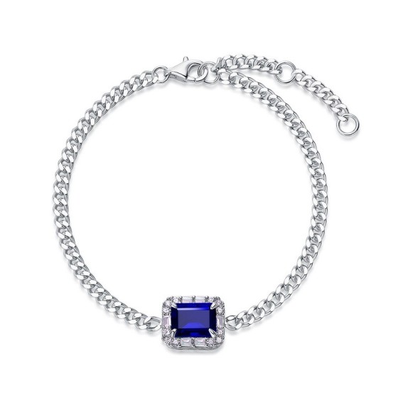 925 Silver Lab Sapphire Bracelet(ZHF-B5521B)