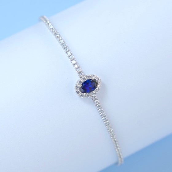 925 Silver Lab Sapphire Bracelet(ZHF-L1727B)