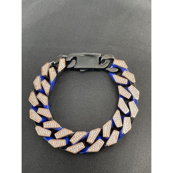 925 Silver Nano Crystal Blue Black Bracelet（LNM002)
