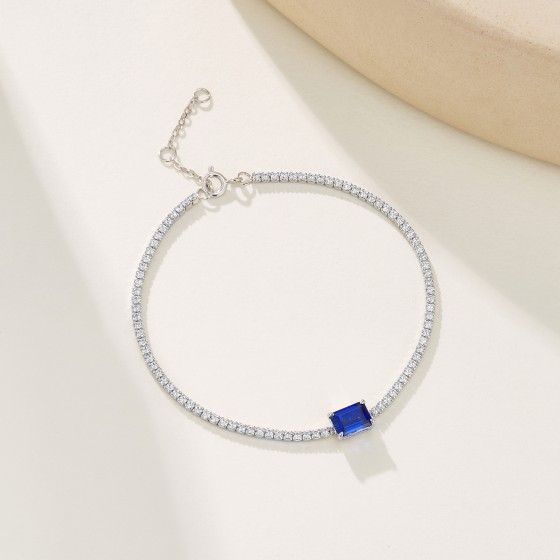 925 Silver Lab Sapphire Bracelet(ZHF-317)