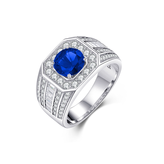 925 Silver Lab-Created Sapphire Ring（ZHF-R1377DB)18#20#21#22#24#