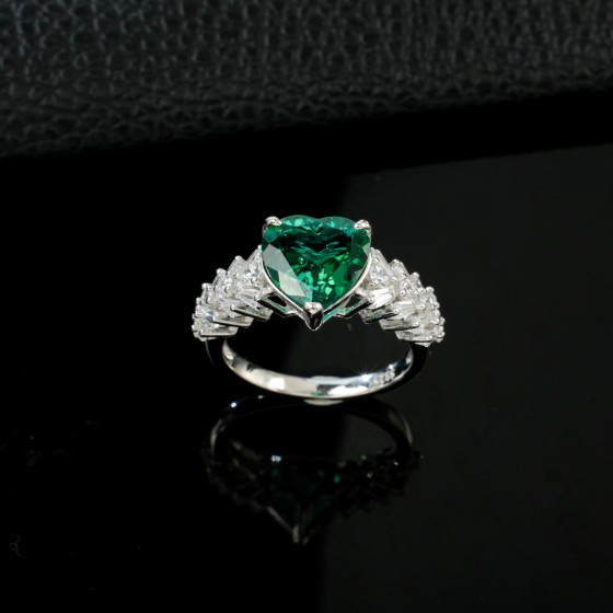 925 Silver Lab-Grown Emerald Ring(ZHF-R1509)