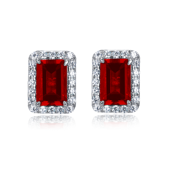 925 Silver Lab-Grown Ruby Earrings(A73-E2020423R)