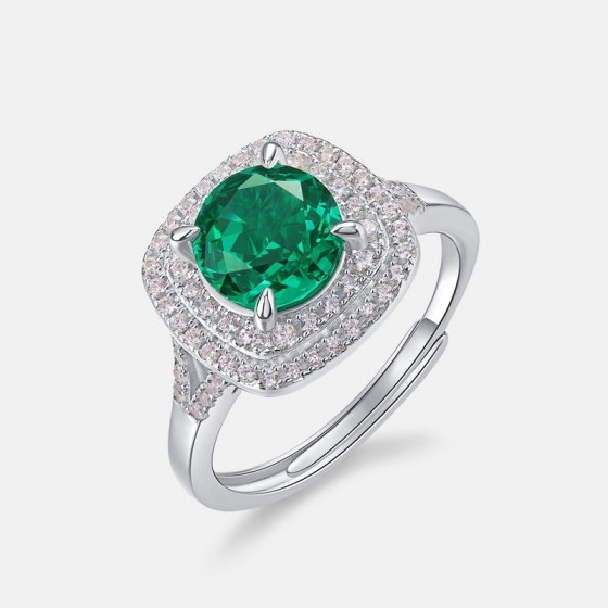 925 Silver Lab-Grown Emerald Ring(A73-R2020980)