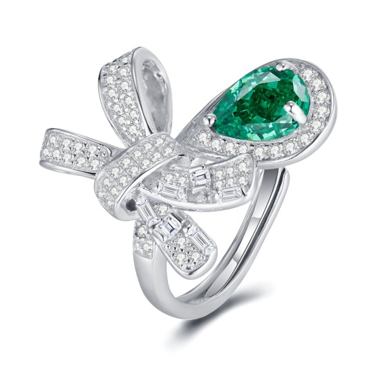 925 Silver Lab-Grown Emerald Ring(R1631)