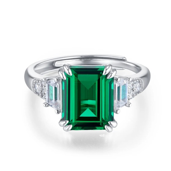925 Silver Lab-Grown Emerald Ring(ZHF-R1608)