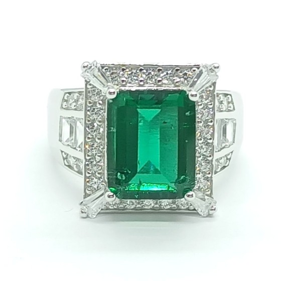 Ladies S925 Lab Emerald Ring（A73-R2020974)