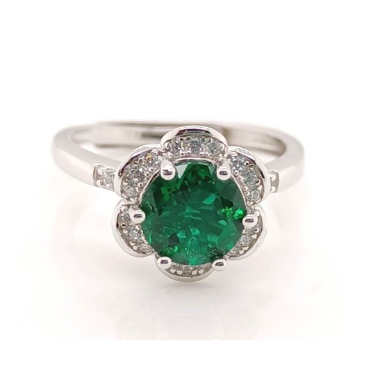 925 Silver Lab-Grown Emerald Ring(A73-R2020875)
