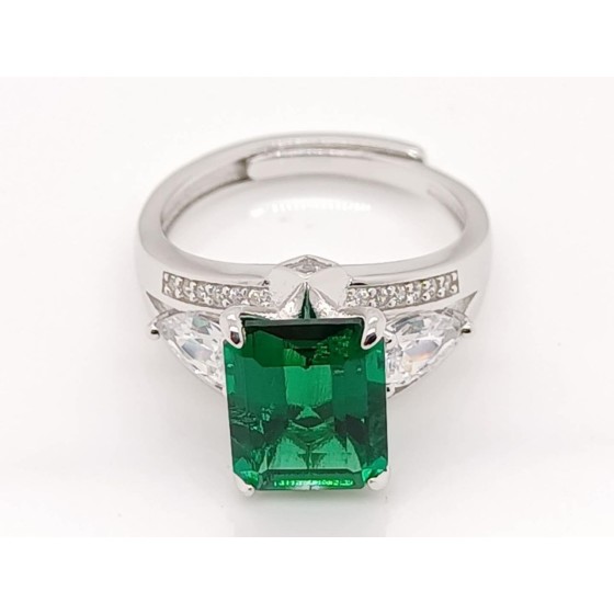 925 Silver Lab-Grown Emerald Ring(A73-R2020971)