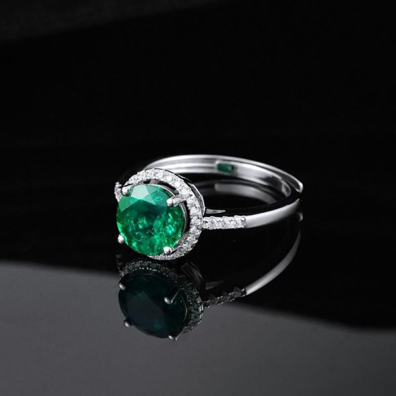 925 Silver Lab-Grown Emerald Ring 1ct（R2020272)
