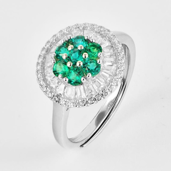 925 Silver Lab-Grown Emerald Ring(A73-R2020299)
