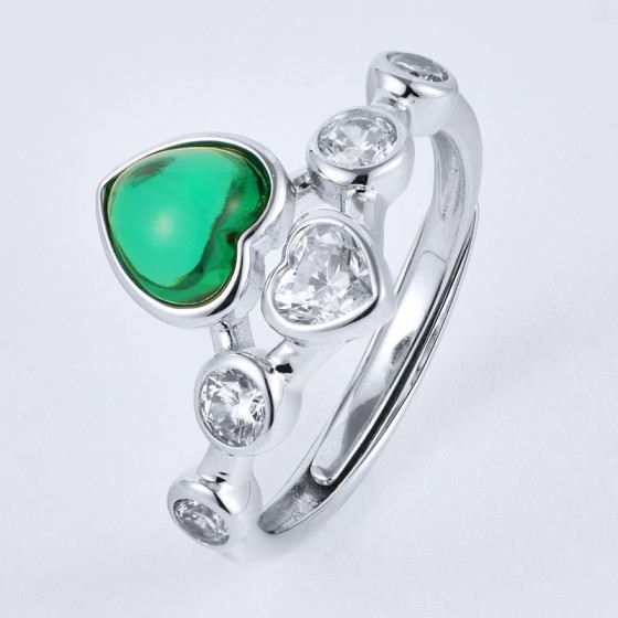 925 Silver Lab-Grown Emerald Ring(A73-R2020312)