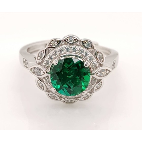 925 Silver Lab-Grown Emerald Ring(A73-R2020965)
