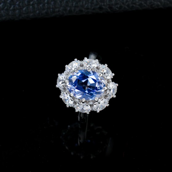 S925 Silver Lab-Grown Sapphire Ring(R143YB)