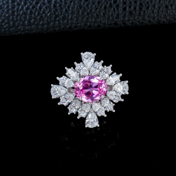 Padparadscha S925 Lab Sapphire Ring(R1216YHR)