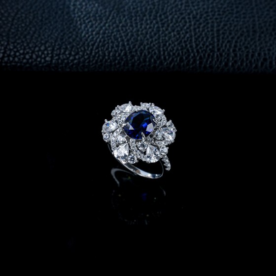 S925 Silver Lab-Grown Sapphire Ring(P011DB)