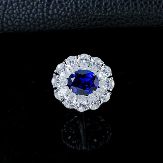 S925 Silver Lab-Grown Sapphire Ring(P138B)