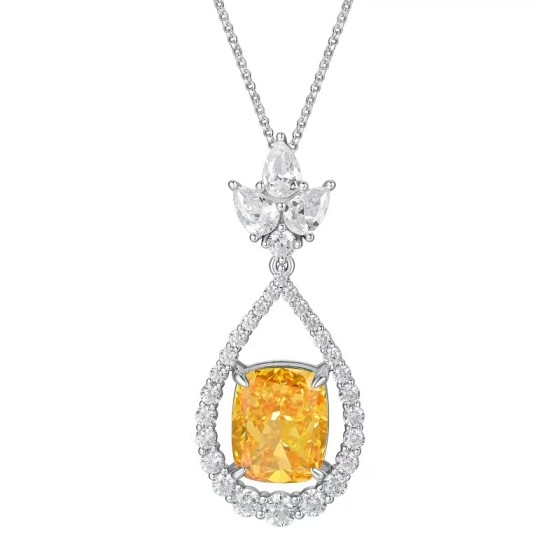 S925 Silver Yellow Cubic Zirconia Pendant（NS0737C1-3)Pendant Only