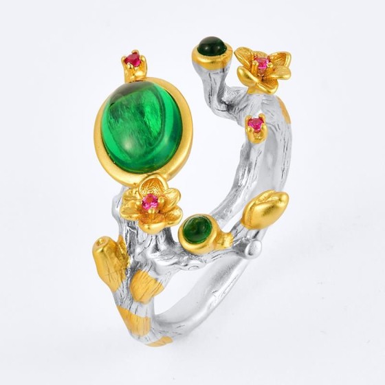 925 Silver Lab-Grown Emerald Ring(GMR0003)