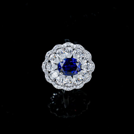 925 Silver Created Sapphire Ring(R176YB)