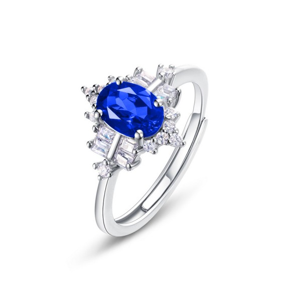 925 Silver Lab-Created Sapphire Ring(A73-R2020874B)