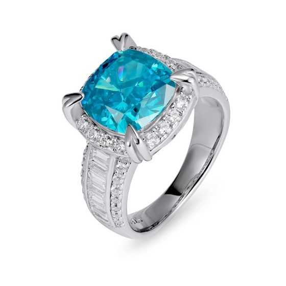 Blue Cubic Zirconia 925 Silver Ring(R0608B)12#14#16#