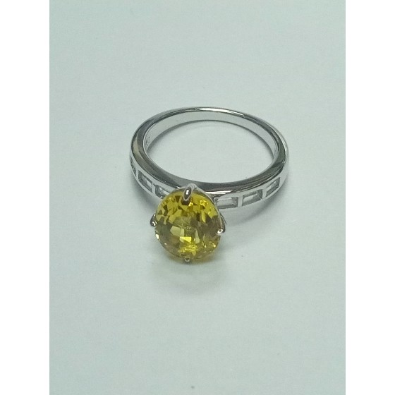 Lab Grown Yellow Sapphire 925 Silver Ring（R0477Y)