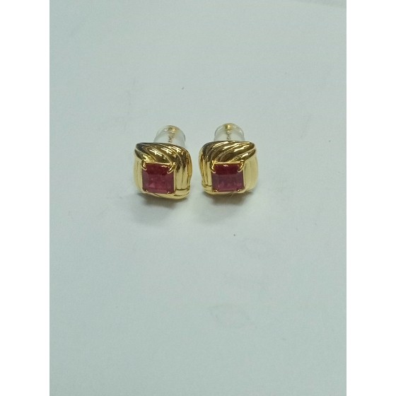 925 Silver Lab-Grown Ruby Earrings（E0403R)