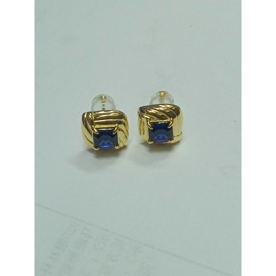 925 Silver Lab Sapphire Earrings（E0403B)