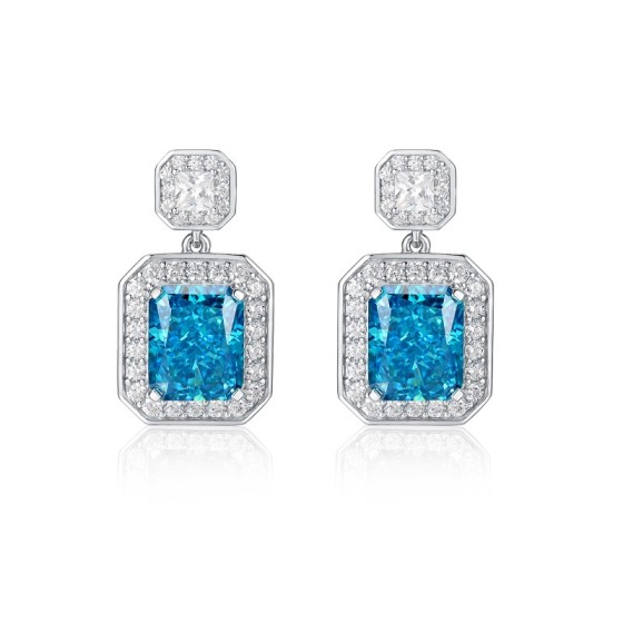 925 Silver Blue CZ Earrings(ES2352C1B)