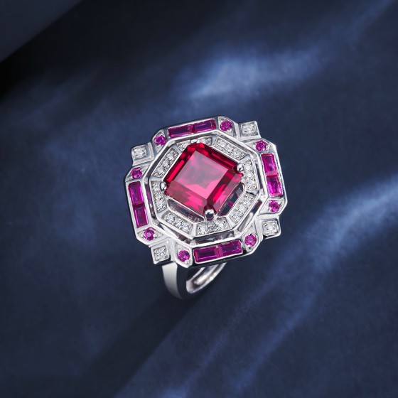 925 Silver Lab-Grown Ruby Ring(ZHF-R1637R)