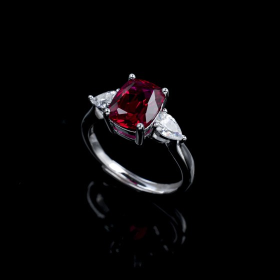 925 Silver Lab-Grown Ruby Ring(R1052R)