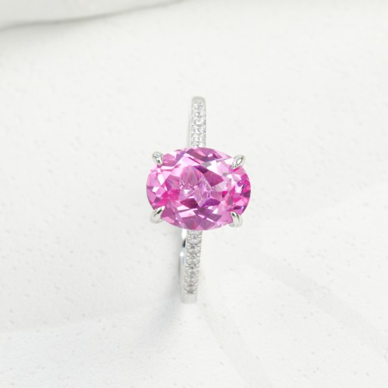 925 Silver Lab Grown Padparadscha Sapphire Ring(ZHF-R0760HR)