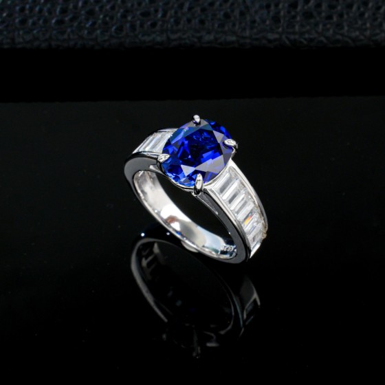925 Silver Lab-Created Sapphire Ring（ZHF-R1624B)