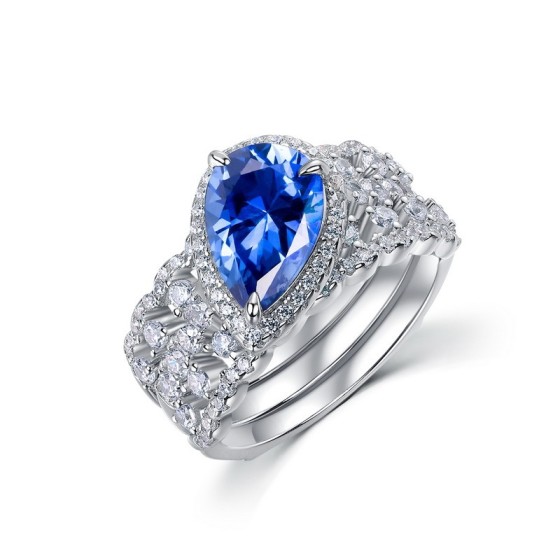 Stackable Lab Grown Sapphire 925 Silver Ring（ZHF-R1328DB)