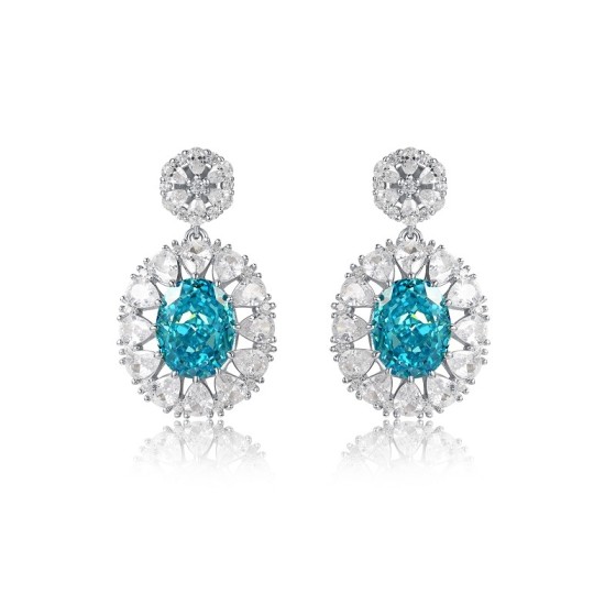 925 Silver Blue CZ Earrings(ES2354C1)