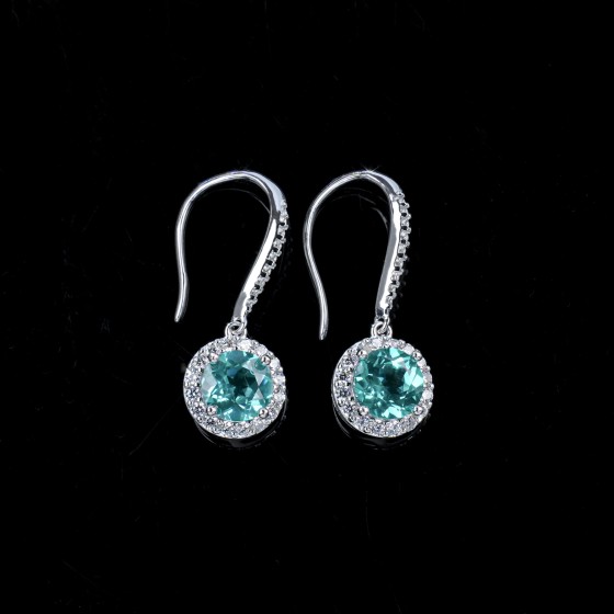 925 Silver Lab Paraiba-Tone Green Garnet Earrings（ZHF-E1445SK)