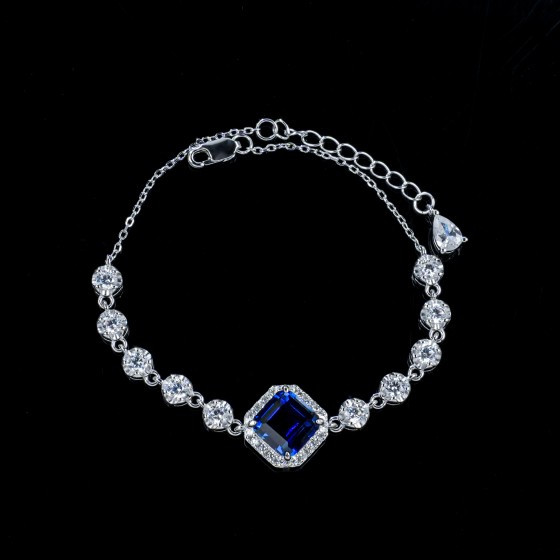 925 Silver Lab Sapphire Bracelet（B0112B）