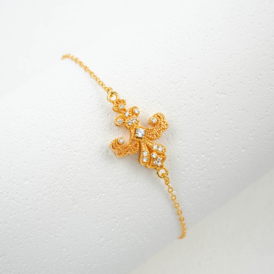 925 Silver Yellow K-Gold Bracelet（P0721-1)