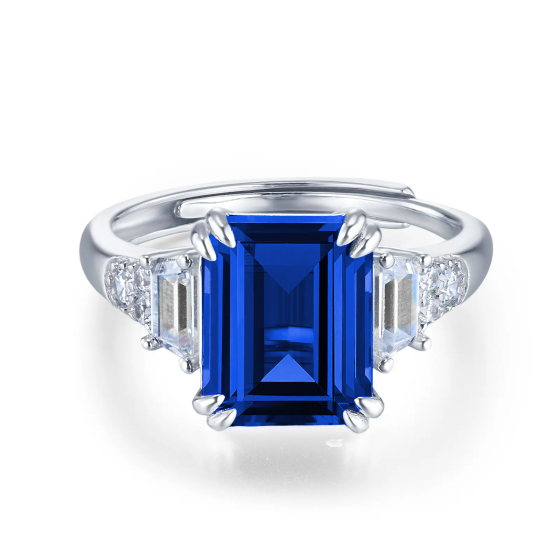 925 Silver Lab-Grown Sapphire Ring(ZHF-R1608DB)