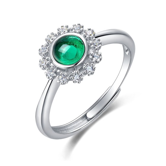 Cultivated Emerald Ring in 925 Sterling Silver(ZHF-R2025)
