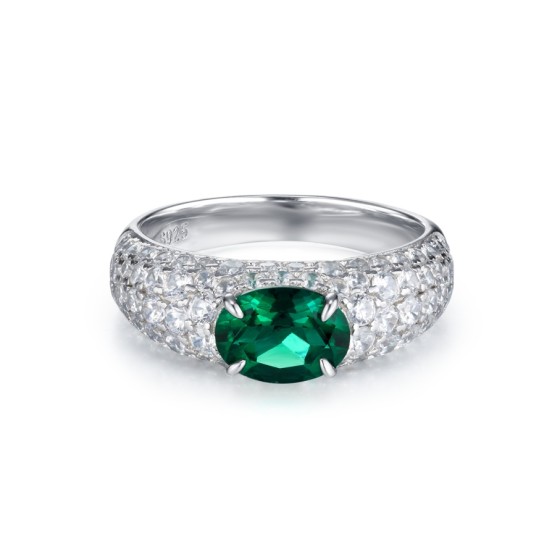 925 Silver Lab-Grown Emerald Ring（ZHF-R1437)13#15#17#