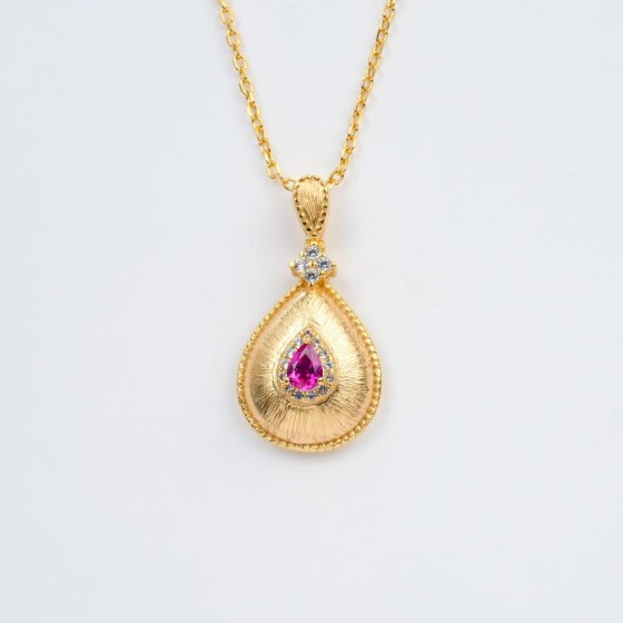 925 Silver Lab-Grown Ruby Pendant(P106R)