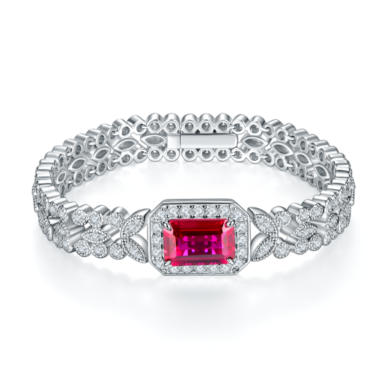 925 Silver Ruby Corundum Bracelet(ZHF-L1386R)