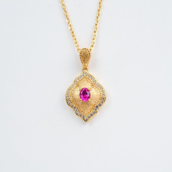 925 Silver Lab-Grown Ruby Pendant(P102R)