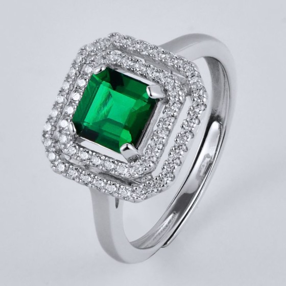 925 Silver Lab-Grown Emerald Ring(RA2020239)
