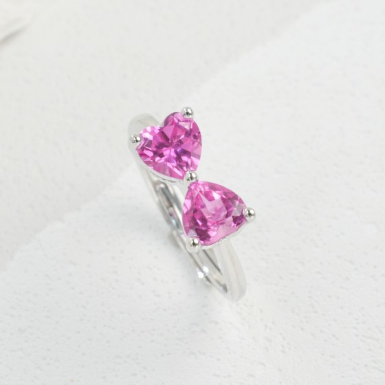 Lab Grown Padparadscha Sapphire 925 Silver Ring(ZHFR1689HR)