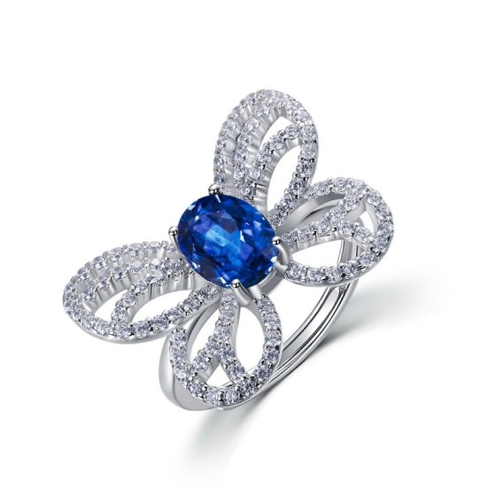 925 Silver Lab-Grown Sapphire Ring(ZHF-R1619B)